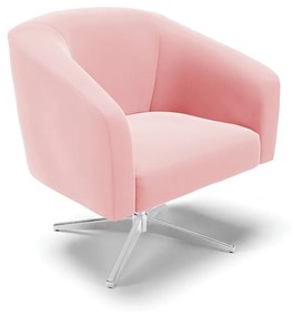 Poltrona Decorativa Giratória Cromada Stella Suede D03 - D'Rossi - Rosa Bebê