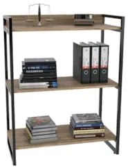 Estante Livreiro Prisma Estilo Industrial 80cm 3 Prateleiras C08 Carva