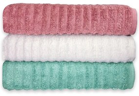 Jogo de toalha de banho 3 peças fio penteado 100% algodão - Rose/Branca/Verde  Rose/Branca/Verde