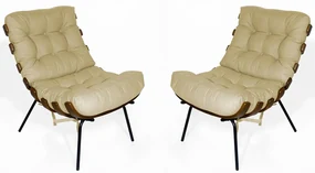Kit 2 Poltrona Decorativa Costela Suede Nude