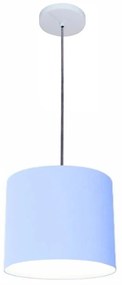 Luminária Pendente Vivare Free Lux Md-4107 Cúpula em Tecido - Azul-Bebê - Canopla cinza e fio transparente