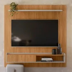 Painel Para TV 65 Pol com Bancada Suspensa 160cm Luke L06 Nature/Off W