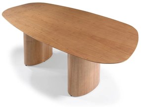 Mesa de Jantar Akoma Design Orgânico Estrutura Lâmina Tauari 2 Bases Ovais