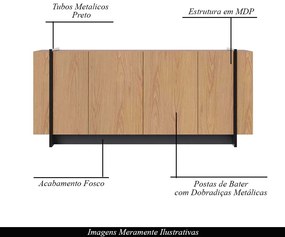 Buffet Aparador Decorativo 160cm Destin Freijó/Preto G73 - Gran Belo