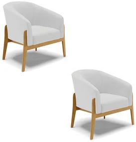 Poltrona Decorativa Base de Madeira kit 2 Stella Linho D03 - D'Rossi - A05 Cinza
