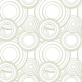 Papel de Parede Geométrico Círculos verde e branco 0.52m x 3.00m