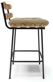 Kit 02 Banquetas Costela Suede Base Metálica Preto - D'Rossi - Marrom Rato