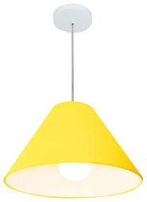 Lustre Pendente Cone Md-4078 Cúpula em Tecido 25/40x15cm Amarelo - Bivolt