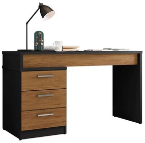 Mesa Para Escritório Soly L01 Preto Velutto/Freijó - ADJ DECOR