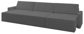 Sofá Retrátil Embutido Modulado 4 Lugares Xerxes 262cm USB Veludo Cinza G33 - Gran Belo