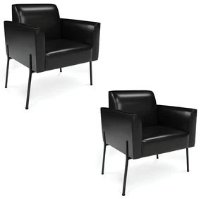 Poltrona Pé de Ferro Preto Kit 2 para Sala Marisa Corano D03 - D'Rossi - Preto