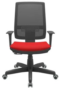 Cadeira Office Brizza Tela Preta Assento Aero Vermelho RelaxPlax Base Standard 120cm - 63860 Sun House