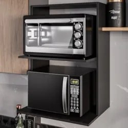 Suporte Micro-Ondas e Forno Armário Aéreo 60cm Turim Z34 Preto - Mpoze