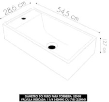 Cuba Pia de Apoio Para Banheiro Retangular 54cm Alva C08 Cinza - Mpoze