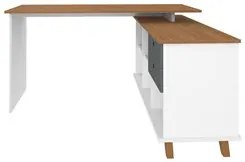 Mesa Escrivaninha em L Golden e Estante Livreiro Stela A06 Branco/Frei