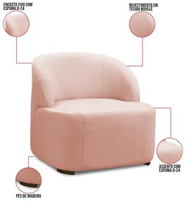 Poltrona Decorativa Orgânica kit 2 Diully Bouclê E03 - D'Rossi - Rose