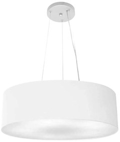 Lustre Pendente Cilíndrico Md-4134 Cúpula em Tecido 50x15cm Branco - Bivolt