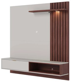 Painel TV 60 Pol 160cm Bancada Suspensa Zurique C04 - D'Rossi - Off White e Nogueira Real