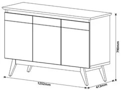 Balcão Buffet Aparador 3 Portas Classic I04 Branco Acetinado - Mpozena