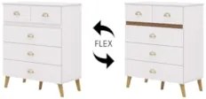 Cômoda Para Quarto 91cm 5 Gavetas Gaby Flex Branco/Camarim V02 - Mpoze