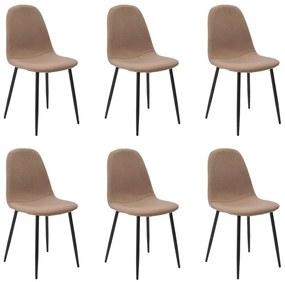Kit 6 Cadeiras Decorativas Sala e Escritorio Base Preta Emotion Caqui Linho G56 - Gran Belo