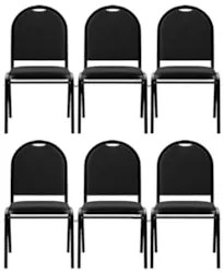 Kit 6 Cadeiras Hoteleiras Auditório Empilhável Sintético Z33 Preto - M