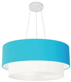 Pendente Cilíndrico Azul Turquesa e Branco MJ-4073 Para Mesa de Jantar e Estar
