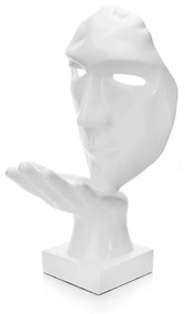 Máscara Sopro Decorativa Branco em Cerâmica 35x16x20 cm - D'Rossi