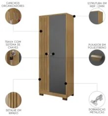 Armário Multiuso Organizador Lavanderia Versus Carvalho/Grafite - Inco
