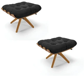 Puff Giratório Costela kit 2 Suede Base de Madeira MA30 M11 - D'Rossi - Preto
