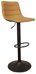 Banqueta Decorativa Travis PU com Regulagem de Altura Base Disco c/Apoio Para os Pés Caramelo/Preto G56 - Gran Belo