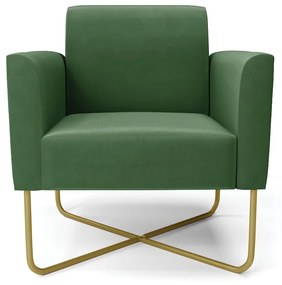 Kit 2 Poltronas Base X Industrial Dourado Marisa Suede Verde  D03 - D'Rossi