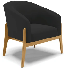 Poltrona Decorativa Base de Madeira Stella Veludo Preto D03 - D'Rossi