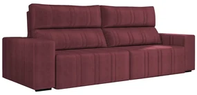 Sofá Retrátil 234 cm Sala de Estar Leonel Suede Bordô G52 - Gran Belo