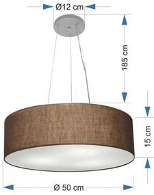 Lustre Pendente Cilíndrico Md-4134 Cúpula em Tecido 50x15cm Café - Bivolt