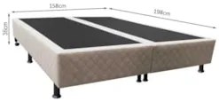 Base Box para Cama Casal Queen 158x198cm Bipartido Liz S05 Suede Borda