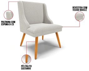 Cadeira Sala de Jantar Pé Palito Castanho Kit 4 Liz Bouclê D03 - D'Rossi - Cinza