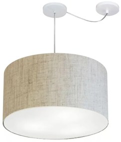 Lustre Pendente Cilíndrico Com Desvio de Centro Vivare Md-4236 Cúpula em Tecido 45x25cm - Bivolt