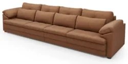 Sofá Retrátil 4 Lugares Para Sala 339cm Dijon Couro Mel S07 - Mpozenat