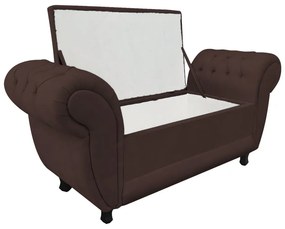 Recamier com Baú Grécia Namoradeira Calçadeira Suede Marrom - D'Rossi