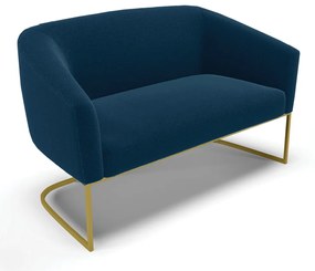 Sofá 2 Lugares Namoradeira Industrial Dourado Stella Bouclê D03 - D'Rossi - Azul