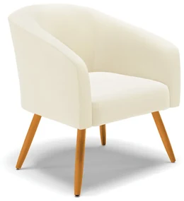 Poltrona Decorativa Pé Palito Castanho Stella Cotelê Int/Veludo Off White D03 - D'Rossi