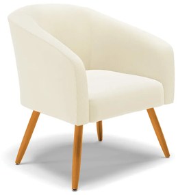 Poltrona Decorativa Pé Palito Castanho Stella Cotelê Int/Veludo Off White D03 - D'Rossi
