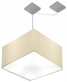 Lustre Pendente Quadrado Com Desvio Md-4271 Cúpula em Tecido 30/40x40cm Algodão Crú - Bivolt