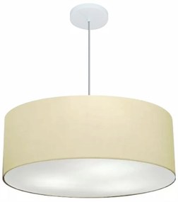 Lustre Pendente Cilíndrico Md-4079 Cúpula em Tecido 60x21cm Algodão Crú - Bivolt