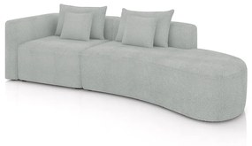 Sofá Curvo Decorativo Kimiko 297Cm 2 Lugares Sala de Estar com Chaise Bouclê Cinza G52 - Gran Belo