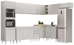 Armário de Cozinha Modulada de Canto 8 Peças CP07 Balcão Branco - Lumi