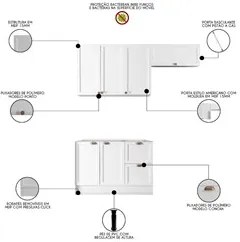 Armário de Cozinha Modulado 3 Peças Sem Tampo CJ8 Duna P09 Branco - Mp