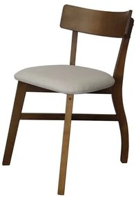 Cadeira Due Assento Tecido Cru com Estrutura Madeira Amêndoa - 60497 Sun House