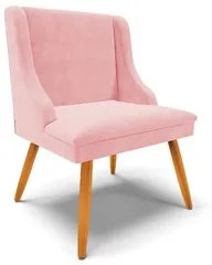 Cadeira Estofada para Sala de Jantar Pés Palito Lia Suede Rosa Bebê -